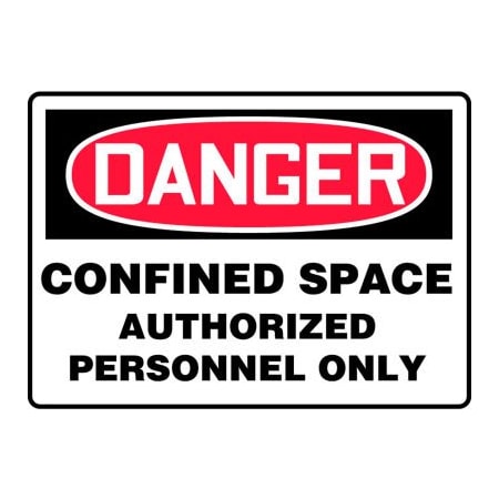 Accuform Accuform Danger Sign, Confined Space Authorized Personnel Only, 14inW x 10inH, Plastic MCSP141VP
